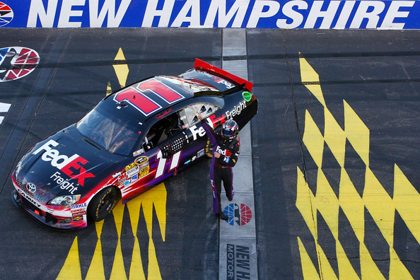 Denny Hamlin hits it out of the field