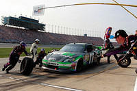 Denny Hamlin during a pit stop at Chicagoland